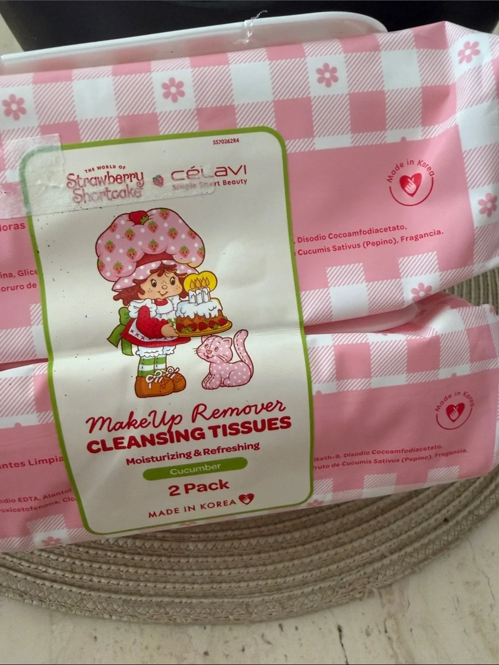 Strawberry Shortcake x Celavi Makeup Remover Cleansing Tissues - Cucumber 2 Pack